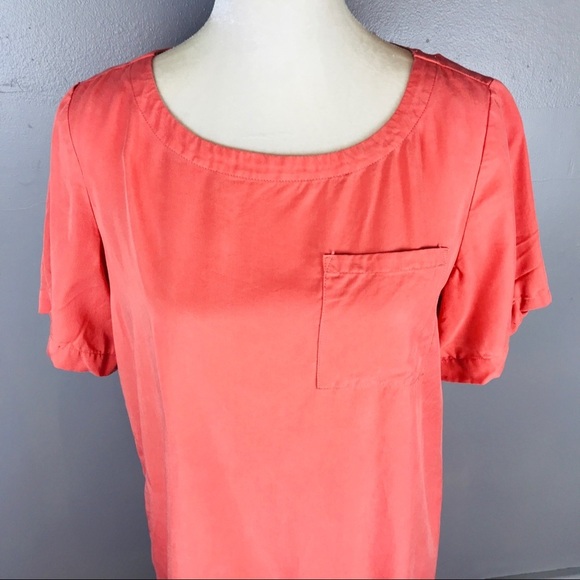 LOFT short sleeve shirt dress coral pink small - Picture 6 of 8